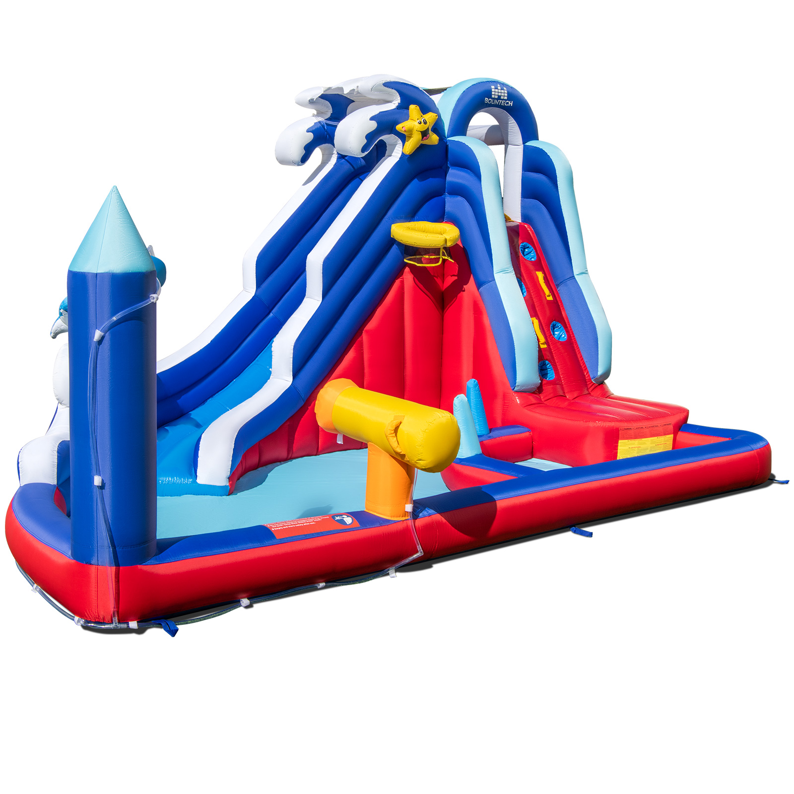 6-In-1 Inflatable Water Park with Climbing Wall and Water Cannon without Blower