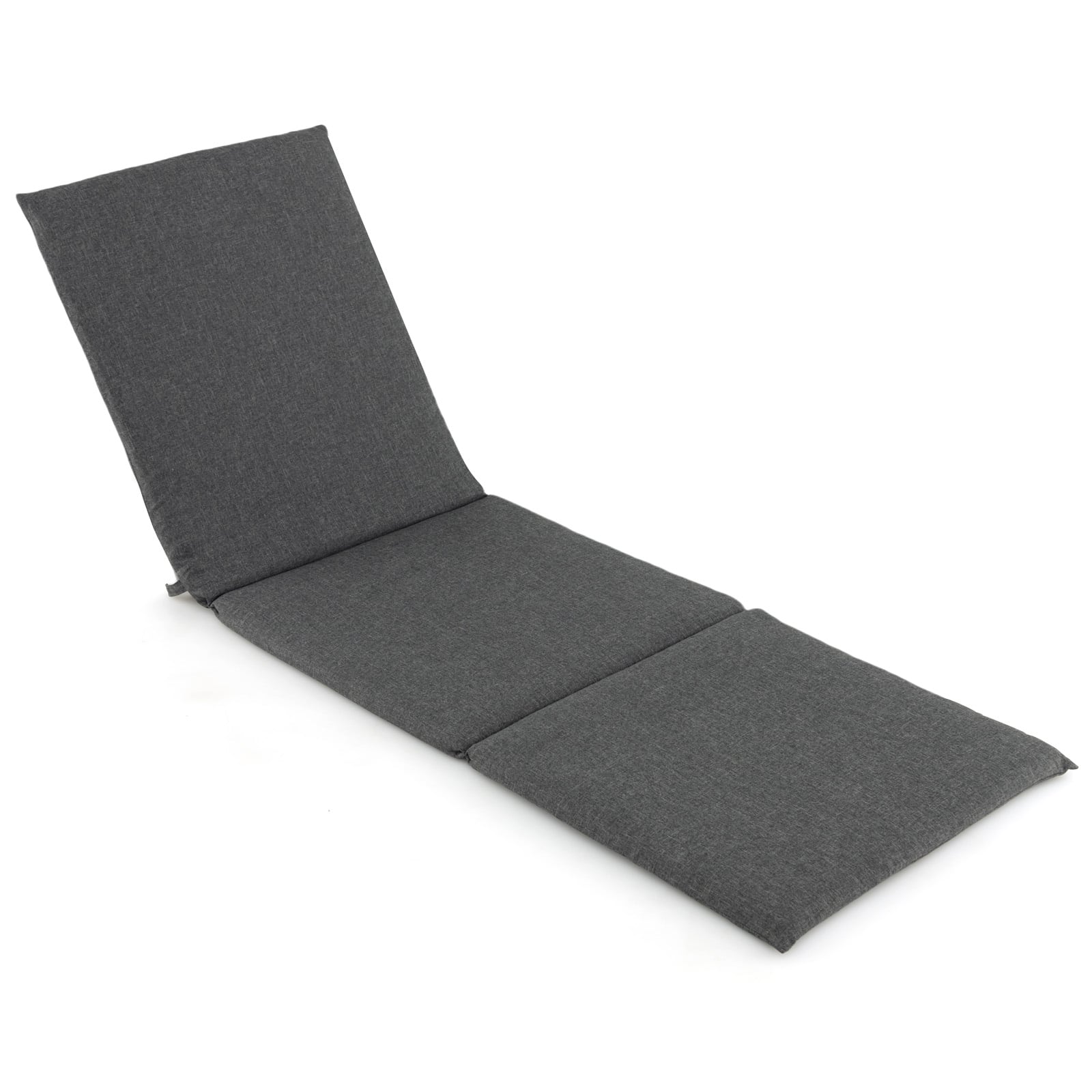 Costway Dark Grey Folding Outdoor Chaise Lounge Cushion Patio Furniture Pad With Straps-1 Piece