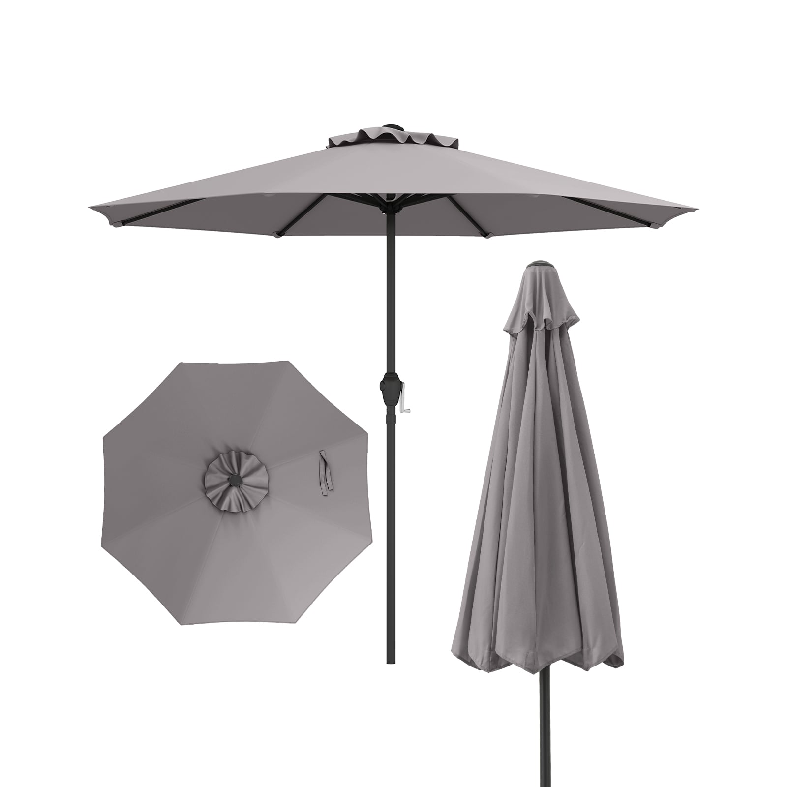 Costway Grey 250 Cm Patio Umbrella Outdoor Heavy Duty Market Umbrella