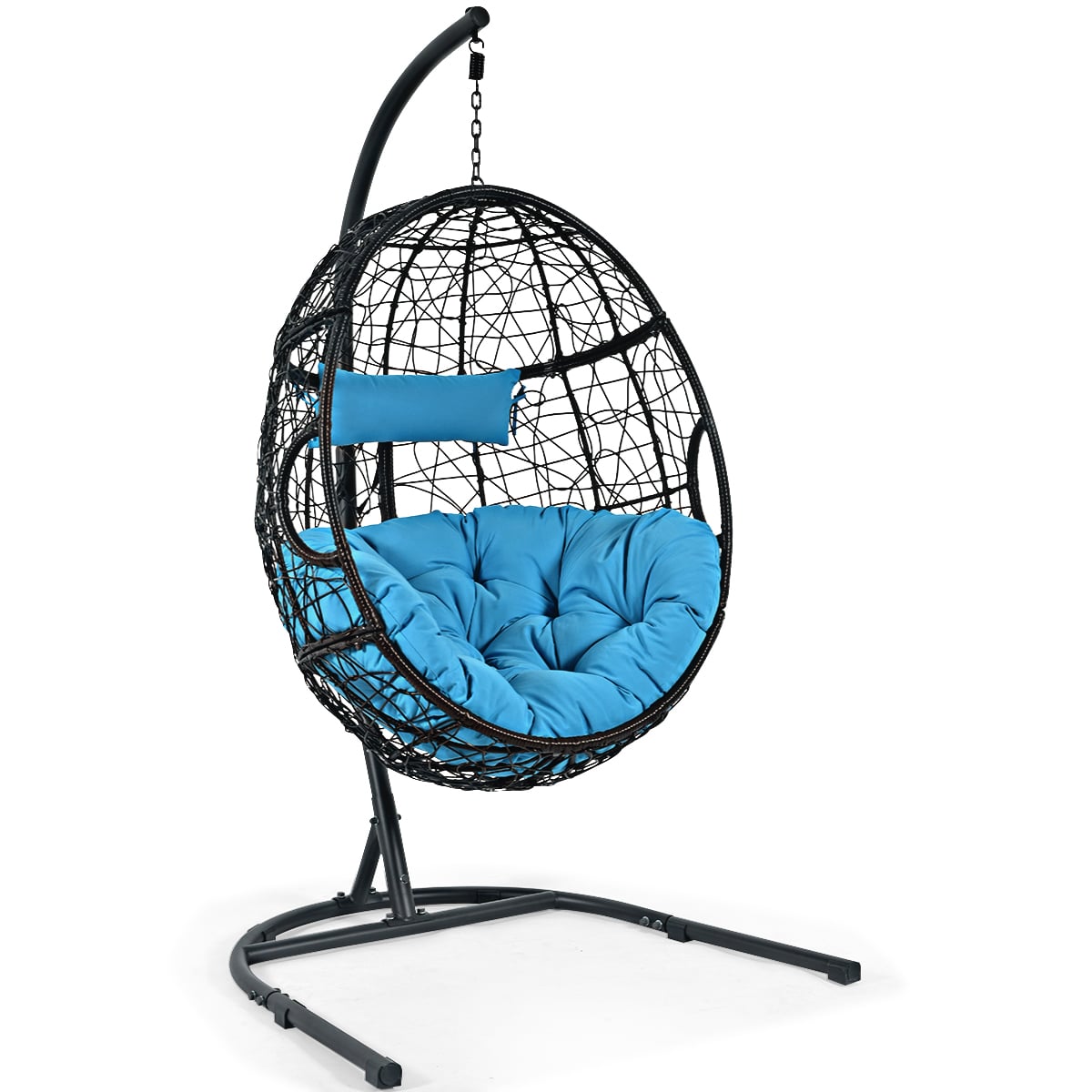 Costway Turquoise Egg Swing Chair With Stand And Ultraviolet-Resistant Seat Cushion