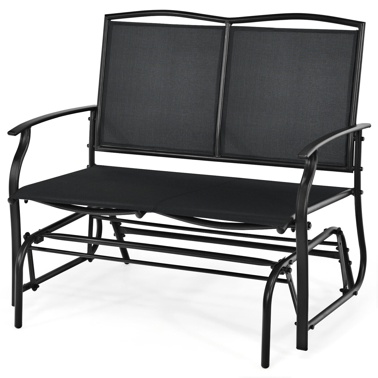 2-Person Patio Swing Glider Bench with Heavy-Duty Steel Frame-Black