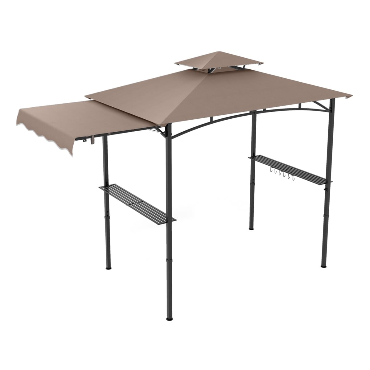 Costway Brown Outdoor Barbecue Canopy Tent Grill Gazebo With Side Awning