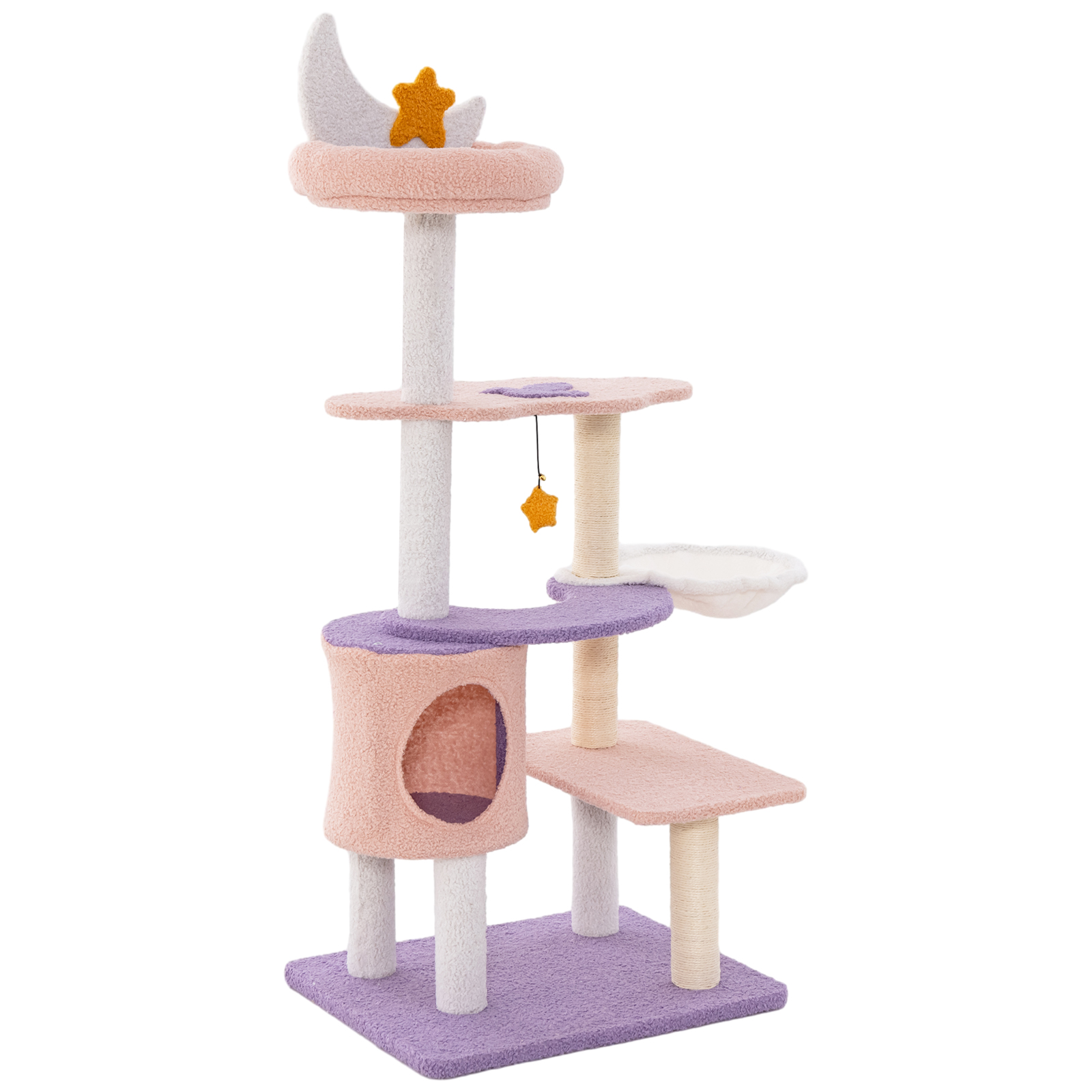 Costway Purple Multi-Level Cute Cat Tree With Sisal Covered Scratching Posts And Condo