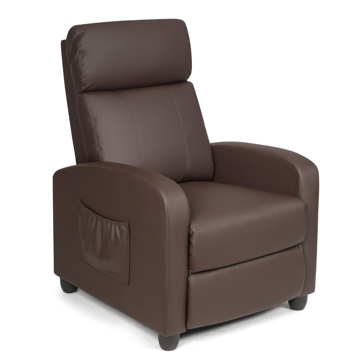 Costway Coffee Recliner Armchair With Reclining Function And Adjustable Leg Rest