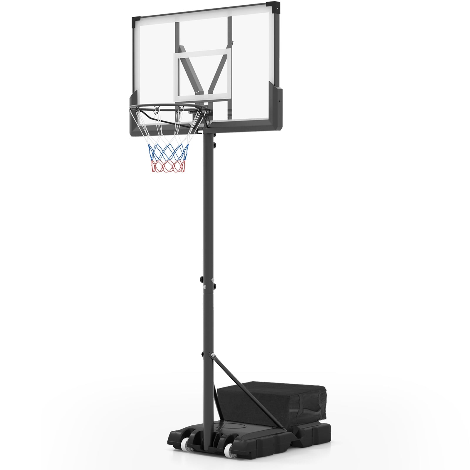 Costway 225Cm-305Cm Adjustable Basketball Hoop With 110Cm Shatterproof Backboard