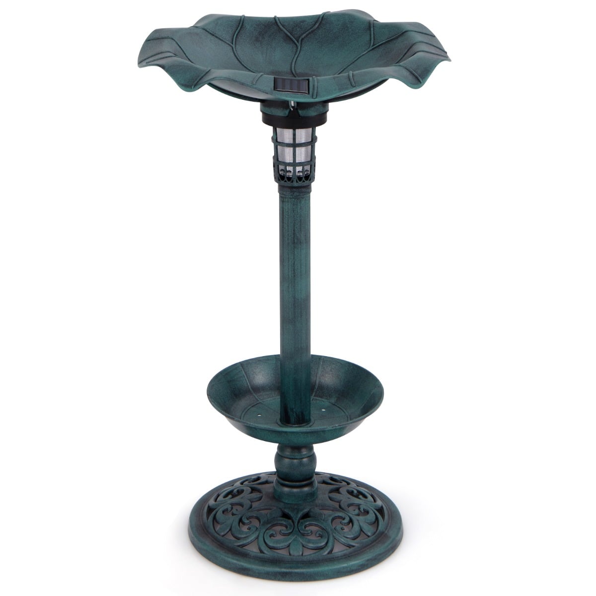 Costway Antique Solar-Powered Bird Bath And Feeder Combo Set For Garden Yard Lawn