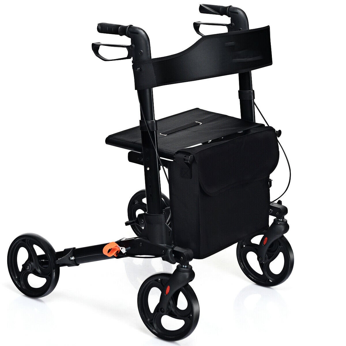 Costway Black Foldable Rollator Mobility Aid With Bag