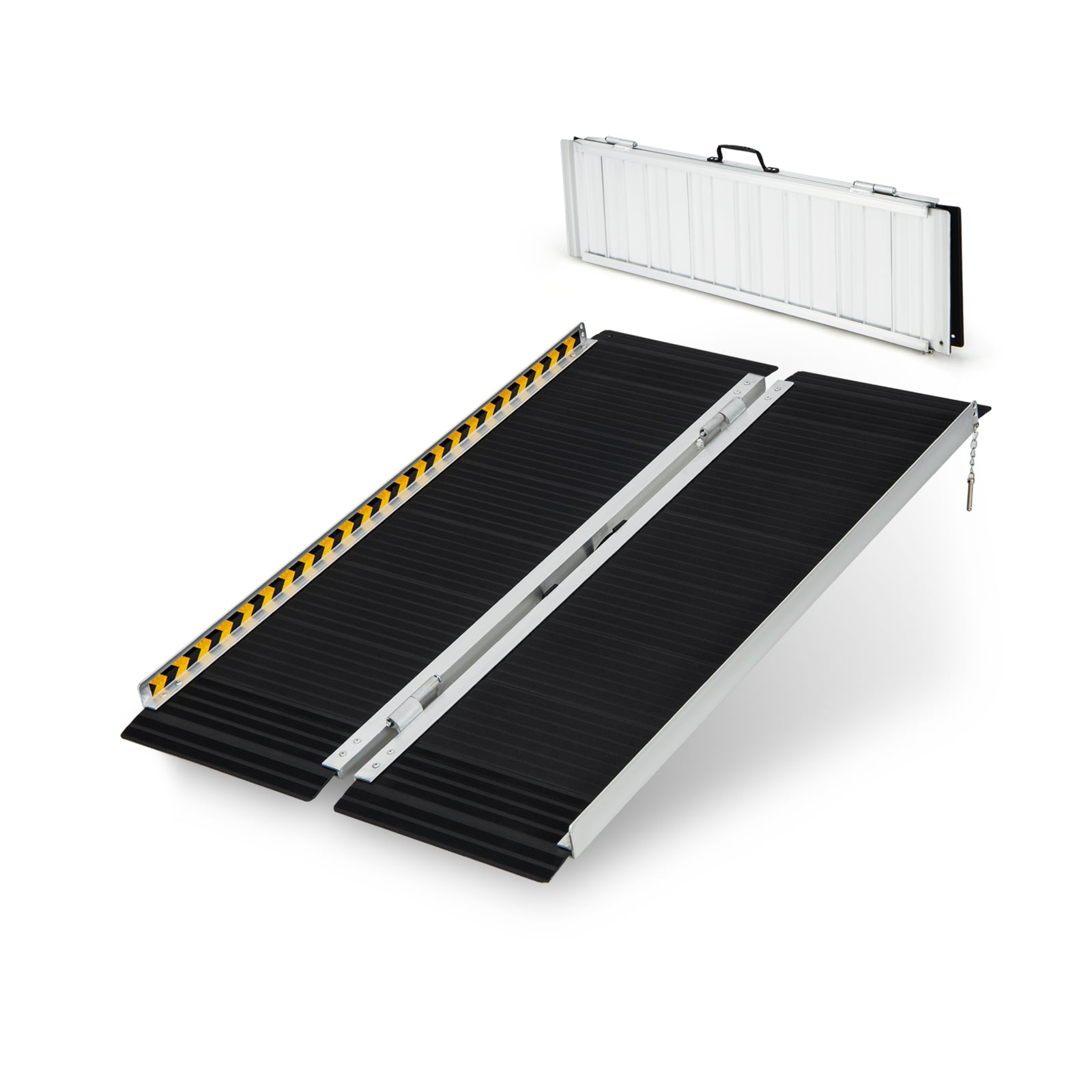 Costway Silver Portable Aluminum Wheelchair Ramp With Transition Plate-4Ft