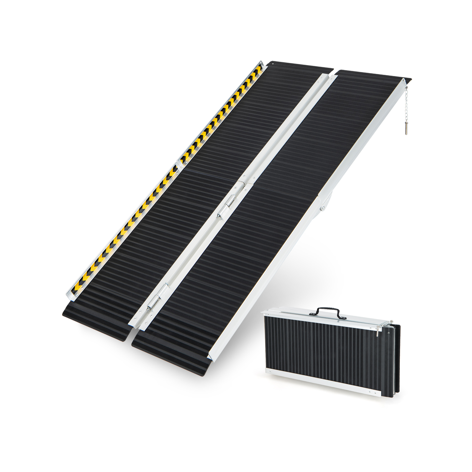 Costway Silver Portable Aluminum Wheelchair Ramp With Transition Plate-5Ft