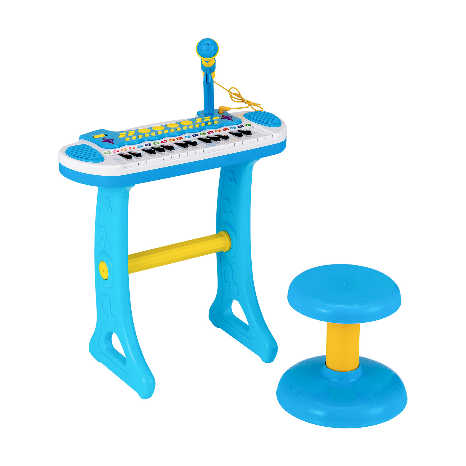 Costway Blue 31-Key Kids Electronic Keyboard With Stool And Flashing Lights
