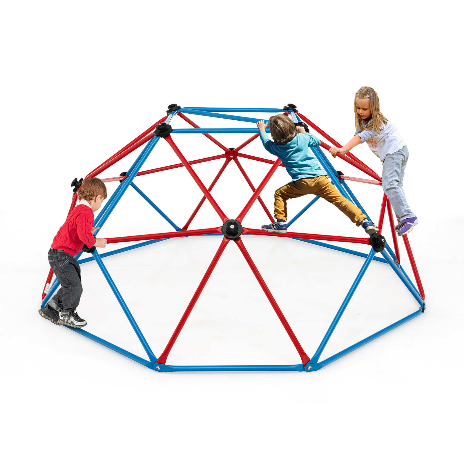 6FT Kids Geometric Dome Climber with Convenient Grip-Blue & Red