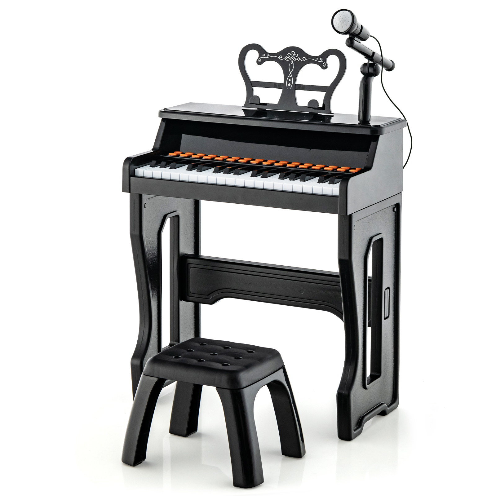 Costway Black 37-Key Electronic Piano Keyboard With Adjustable Microphone
