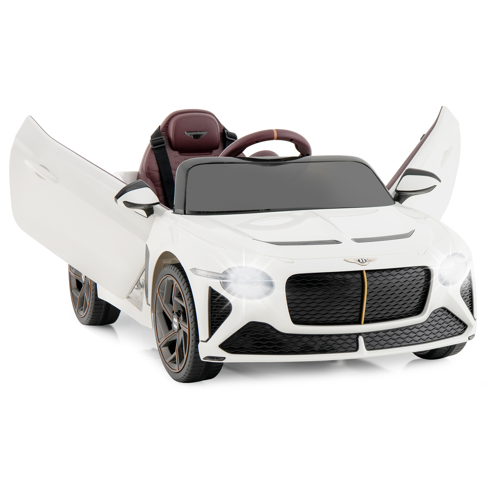 12V Licensed Bentley Bacalar Kids Ride On Car with Scissor Doors and Lights-White