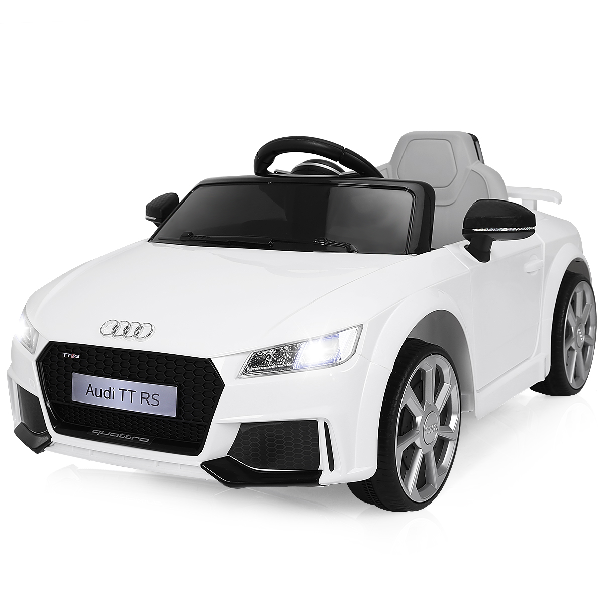 Licensed Audi TTRS 12V Battery-Powered Vehicle with 2 Motors MP3 music-White