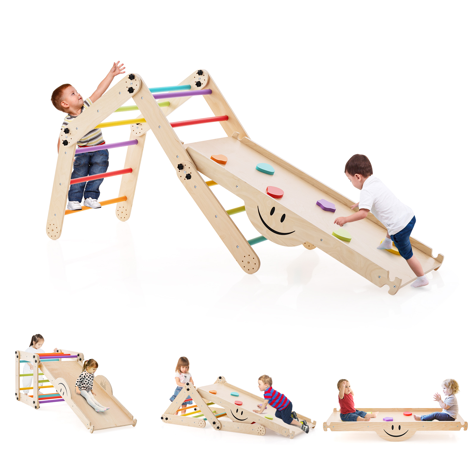 Montessori Climbing Set for Toddlers Foldable with Fun Seesaw-Colourful