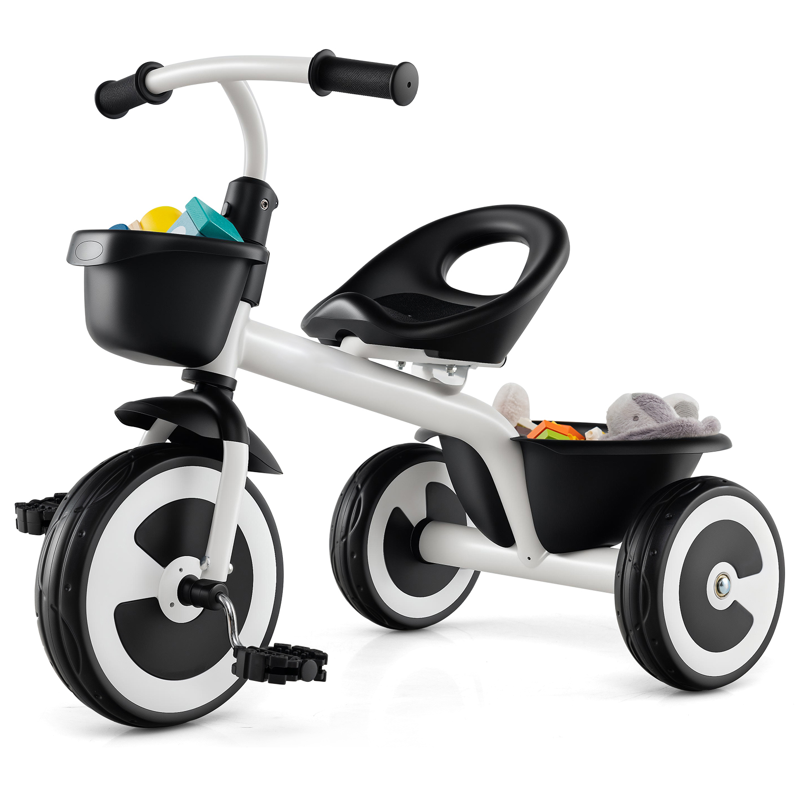 Costway White Toddler Tricycle Kids Trike With Adjustable Seat For 1.5-5 Years Old