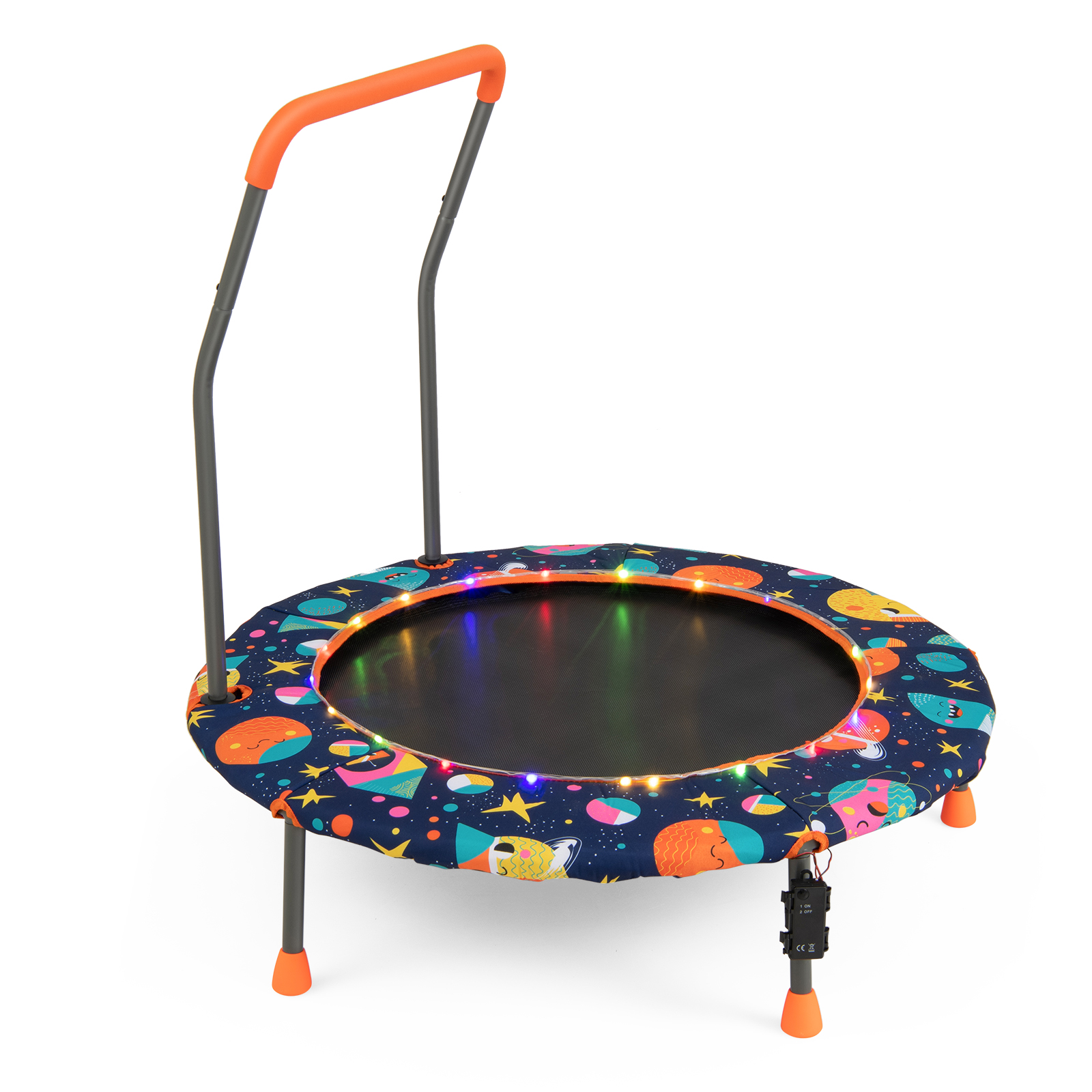 Mini Trampoline for Children with LED Lights and Padded Safety Handle-Multicolor