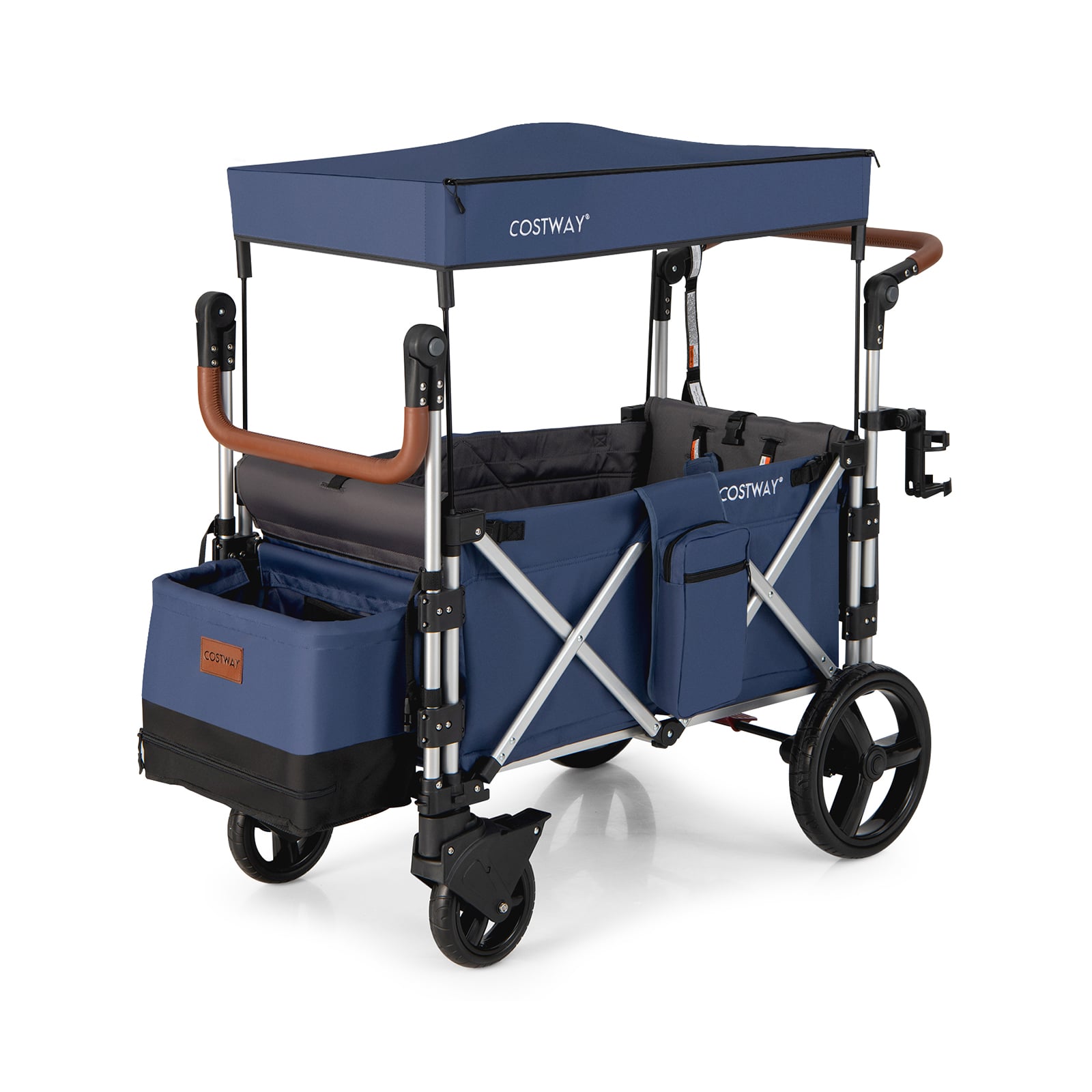 Costway Blue Twin Baby Double Stroller Wagon Push Pull Stroller