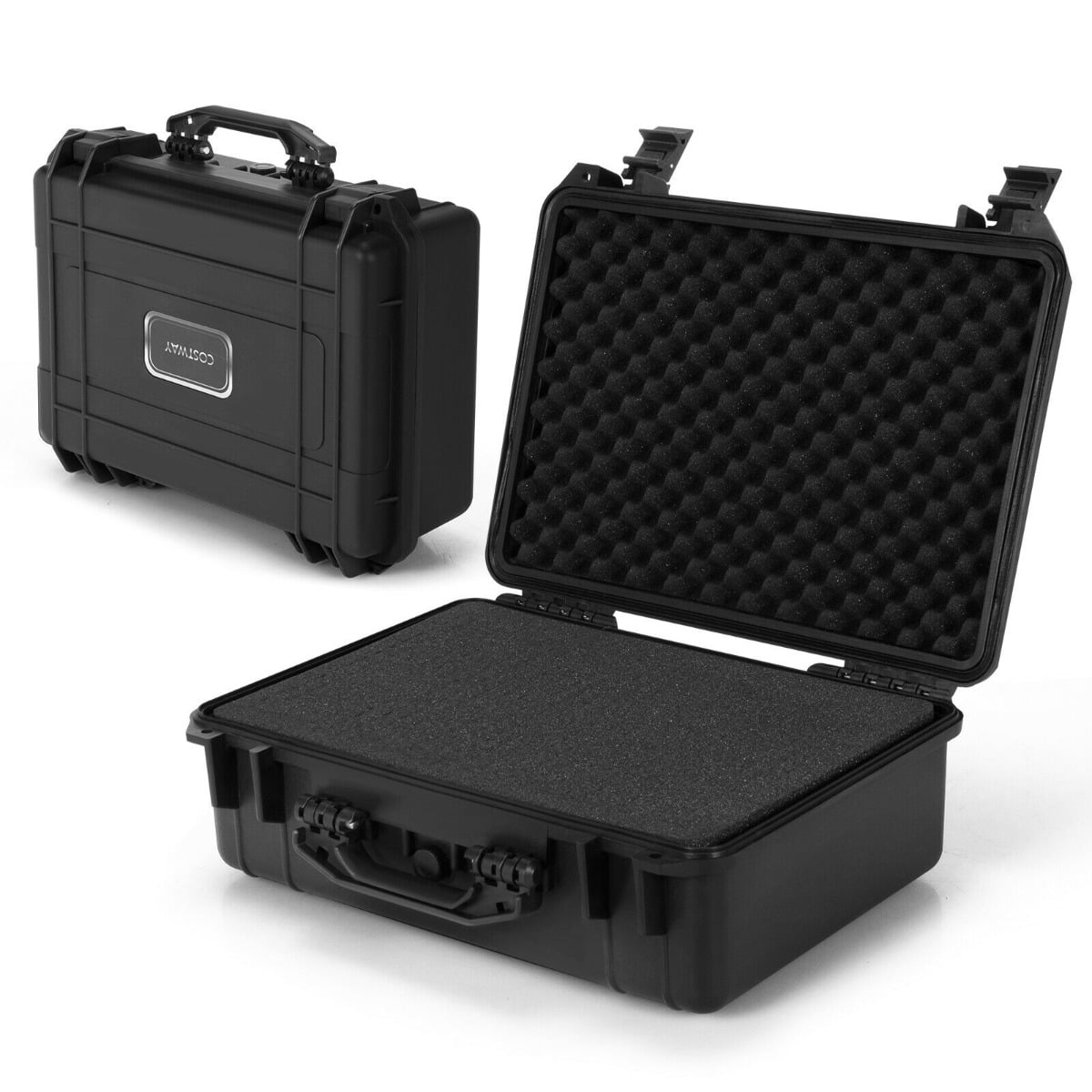 Costway Black Portable Waterproof Hard Case With Customizable Foam Insert-56 X 44 X 22 Cm