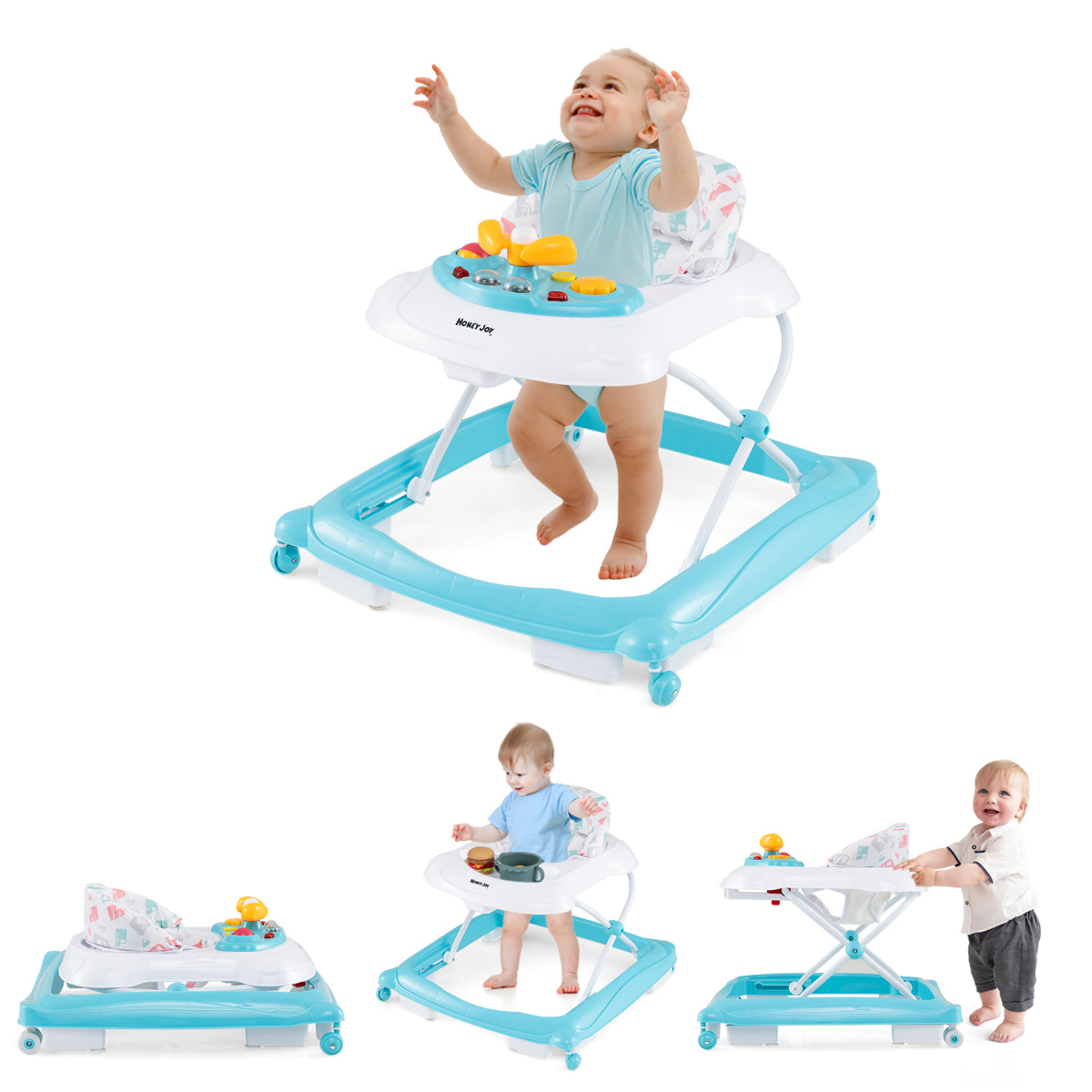 Costway Green Toddler Activity Center Push Walker With 3 Adjustable Heights
