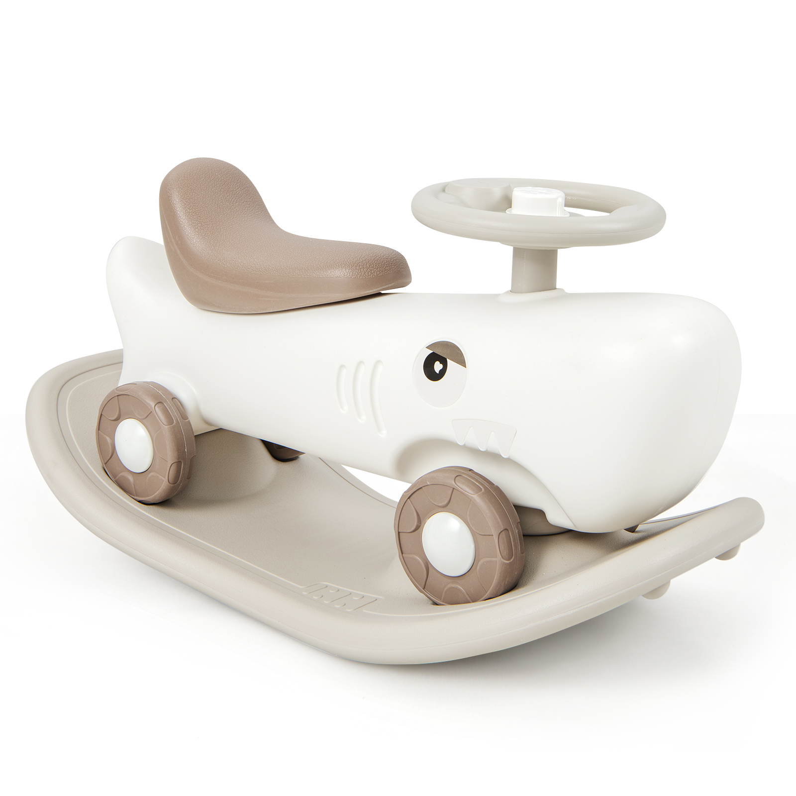 Kids 3-in-1 Convertible Rocking Horse and Sliding Car for Indoor Outdoor Use-White