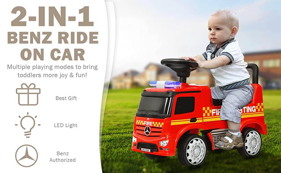 Kid's Ride On Push Car Licensed Mercedes Benz Firefighter1