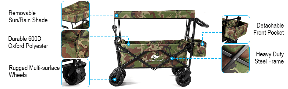 Outdoor Collapsible Folding Wagon Cart 
