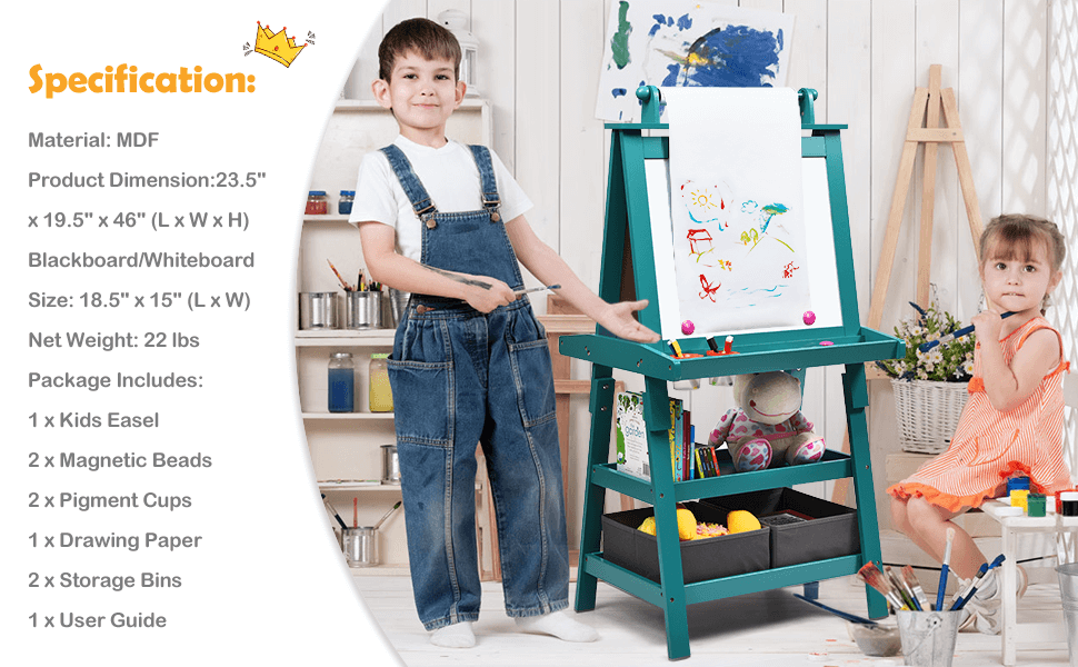 Children's Double-Sided Art Easel with Paper Roll3