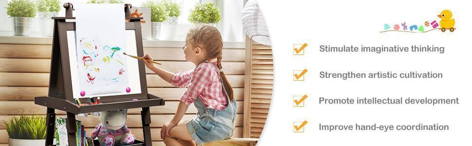Children's Double-Sided Art Easel with Paper Roll4