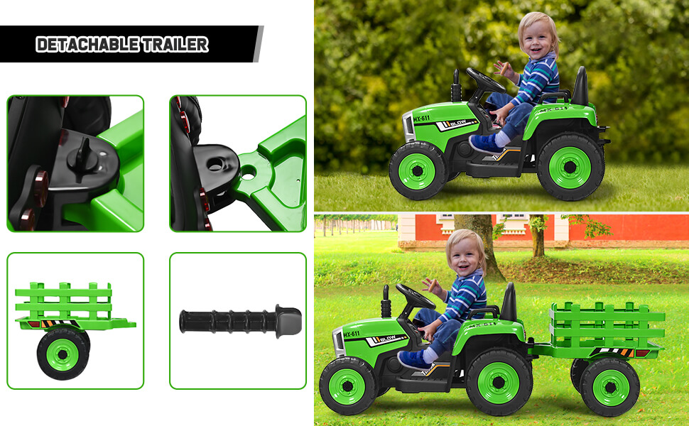 12V Kids Ride On Tractor with LED Lights and Music2