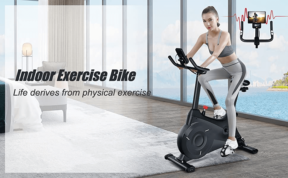 Exercise Bike with Adjustable Seat Cushion and LCD Monitor