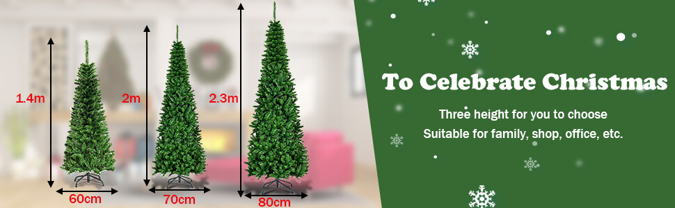 Artificial Pencil Christmas Tree with LED Lights in 3 Sizes3