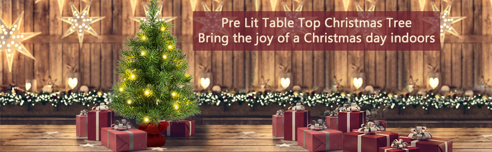 2ft Artificial Table Top Christmas Tree with LED Lights