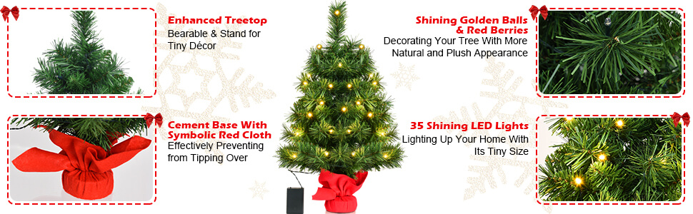 2ft Artificial Table Top Christmas Tree with LED Lights1