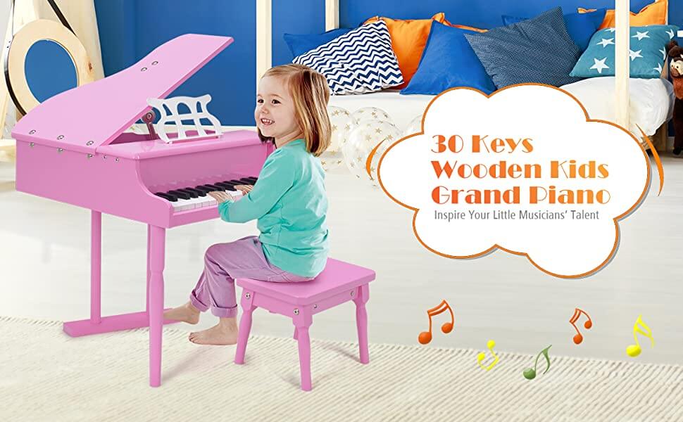 30 Keys Kids Piano Toy with Bench and Music Stand