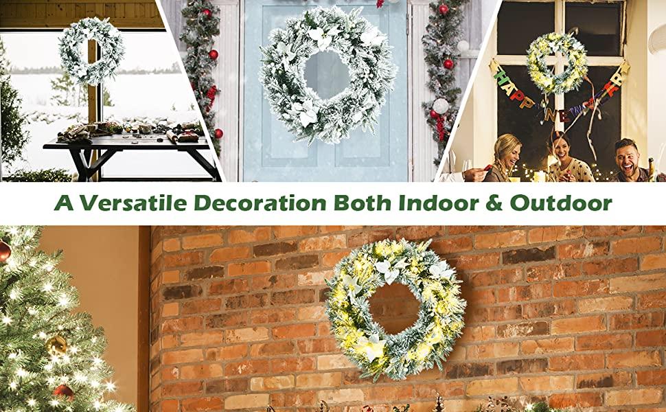 60CM Pre-Lit Christmas Wreath with 50 LED Lights and Built-in Timer4