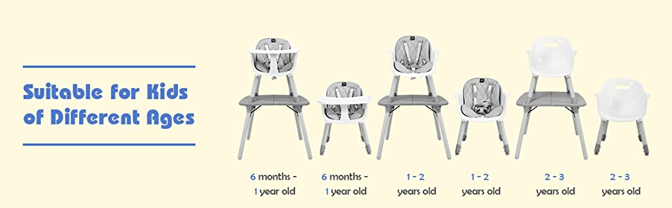 Convertible Baby High Chair with Removable 2-Position Tray1