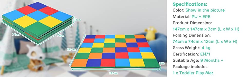 MAMOI® Baby gymnastics and play mat blue, Floor matt for baby gym, Activity  soft playmats for toddlers and kids, Toddler playmat, Play mats from birth  -6 months 