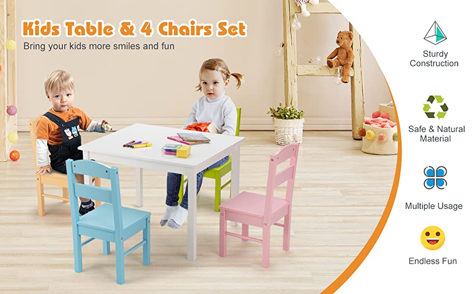 Children Wooden Table And 4 Chairs For, Children S Dining Table And Chairs Uk