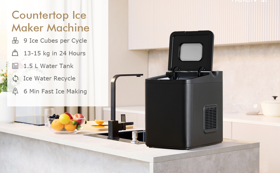 Kismile HZB-12/H Countertop Ice Maker, Self-Cleaning Portable Ice Maker  Machine