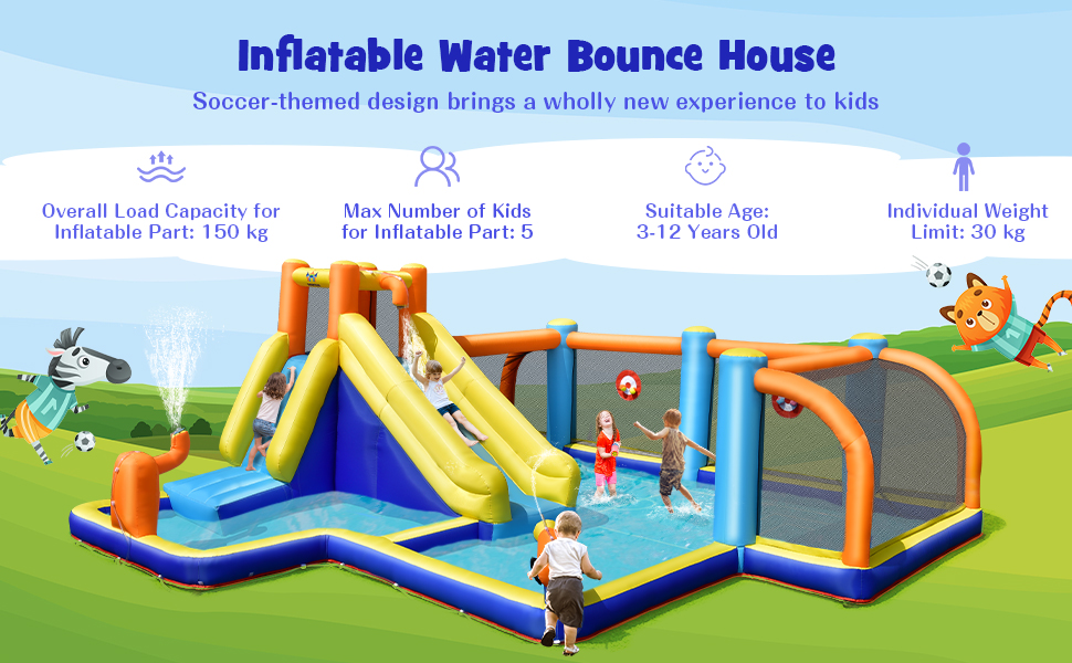 US STOCK TYPE_1 Cosway 18ft Kid Toddler Outdoor Inflable Single Double Water Slide with Drench Pool for safe & fun water play for kids 