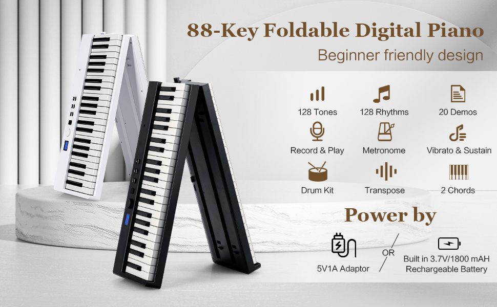 8-Key Foldable Digital Piano Keyboard
