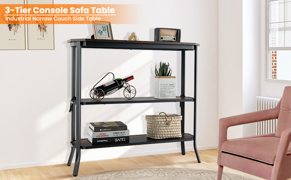 3-Tier Industrial Console Table
