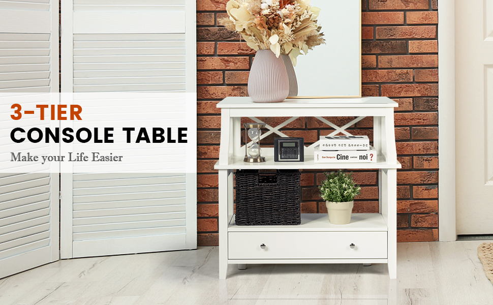 3-Tier X-Shaped Console Table