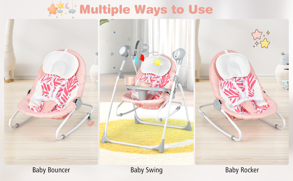 Portable 2-in-1 Baby Swing with 3 Swing Speed
