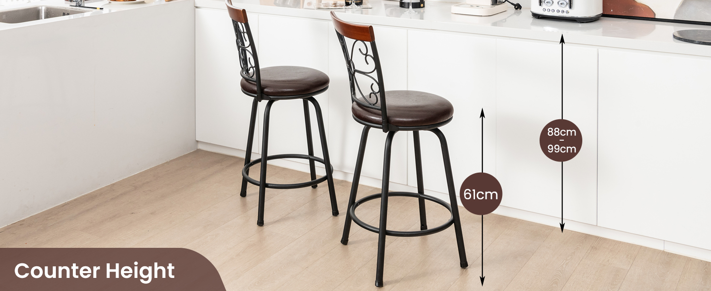 Swivel Bar Stool Set of 2 with Adjustable Height