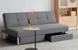 A gray sofa on the living room
