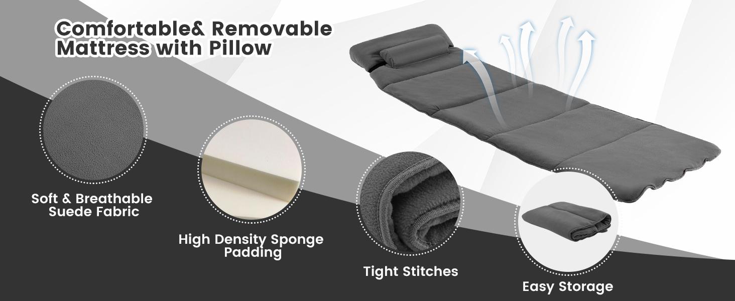 Portable Folding Camping Cot with Removable Mattress and Carry Bag