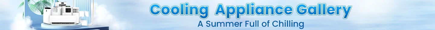 Cooling Appliance Gallery Text on blue background