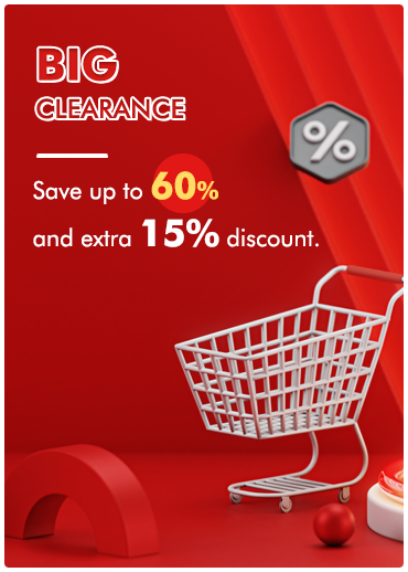 Big clearance Save up to 60% and extra 15% discount.